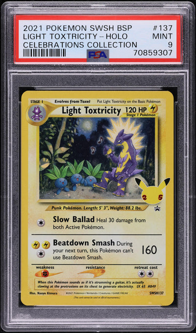 2021 POKEMON SWSH BLACK STAR PROMO CELEBRATIONS HOLO LIGHT TOXTRICITY #137 PSA 9 MINT