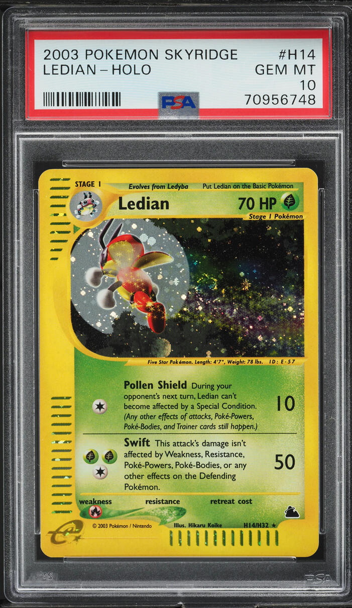 2003 POKEMON SKYRIDGE HOLO LEDIAN #H14 PSA 10 GEM MINT