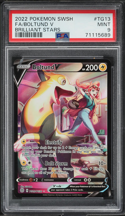 2022 POKEMON SWSH BRILLIANT STARS FULL ART BOLTUND V #TG13 PSA 9 MINT