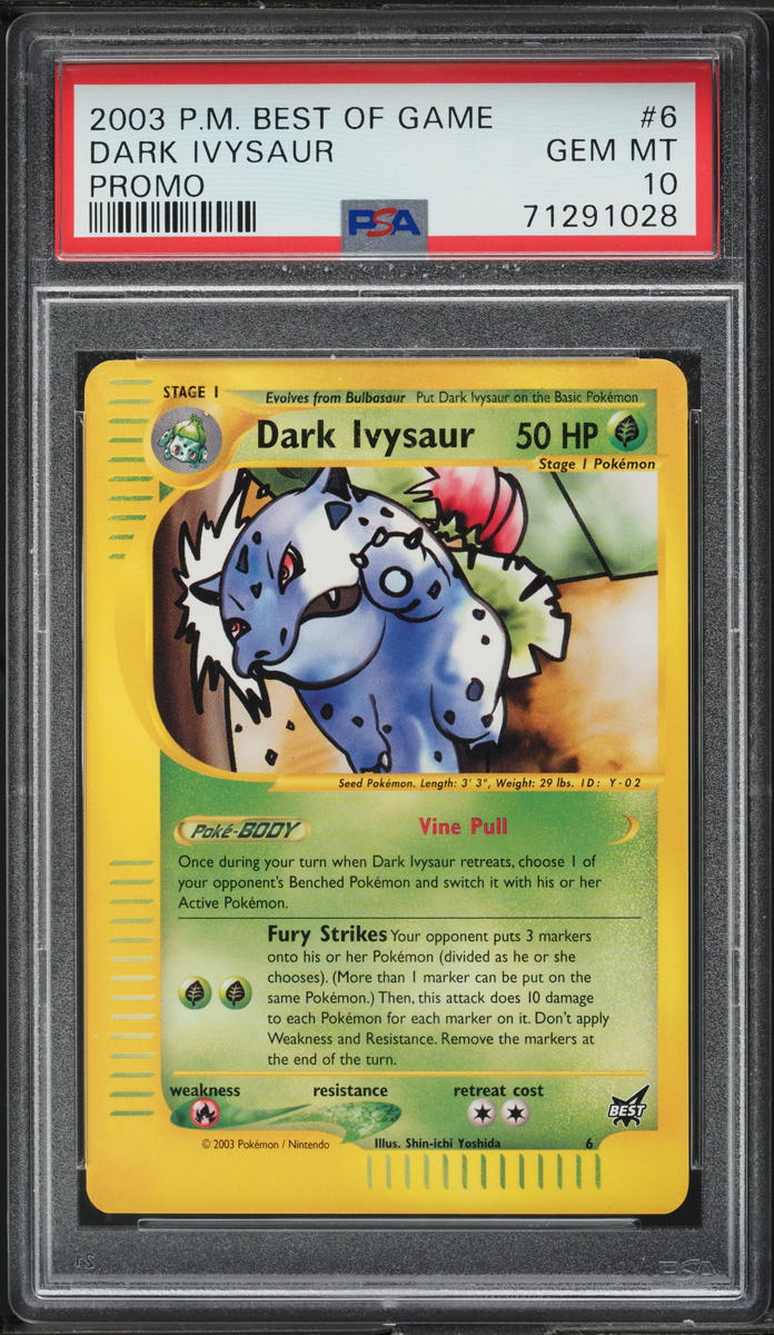 2003 POKEMON BEST OF GAME PROMO DARK IVYSAUR #6 PSA 10 GEM MINT
