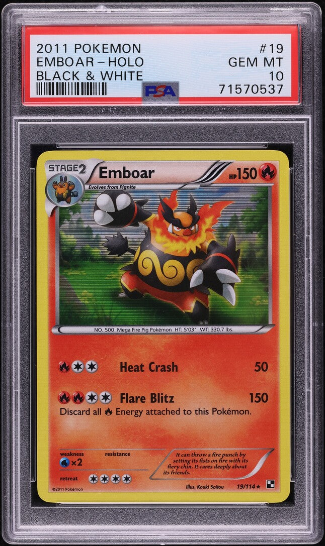 2011 POKEMON BLACK & WHITE HOLO EMBOAR #19 PSA 10 GEM MINT