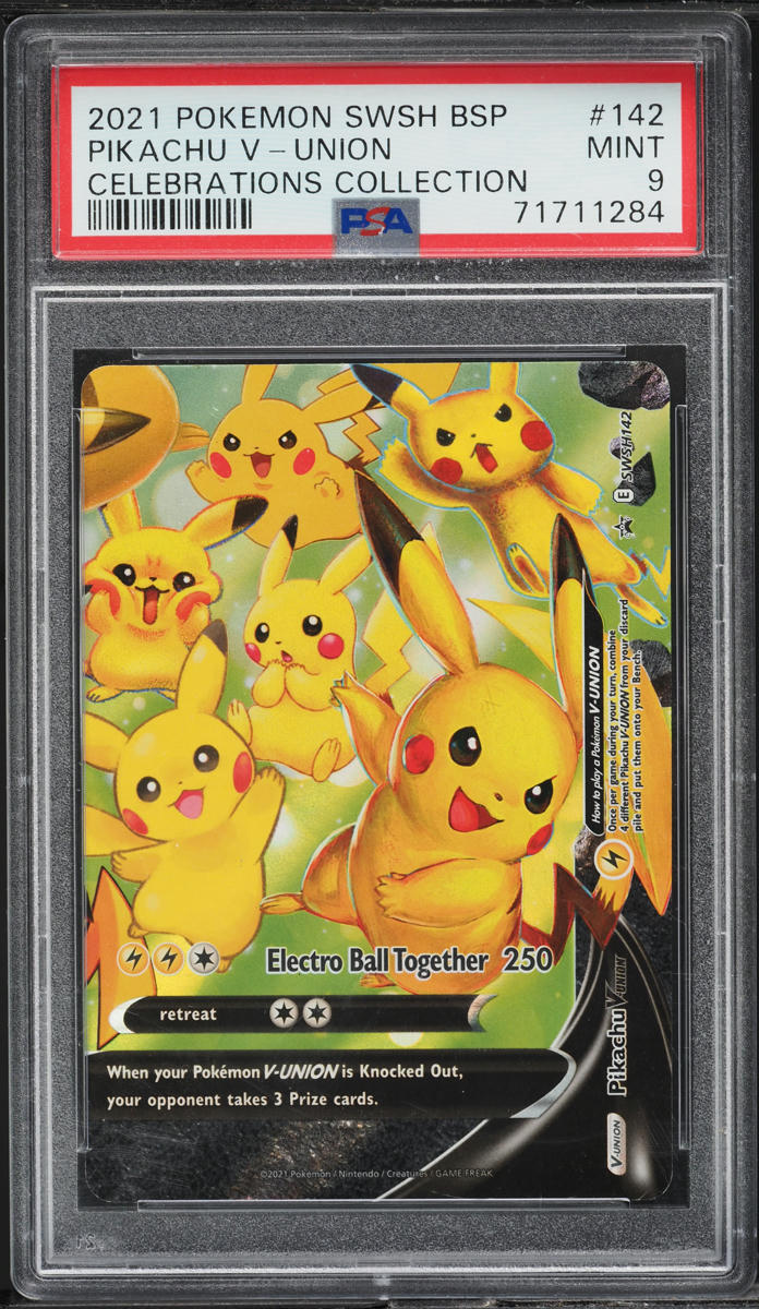 2021 POKEMON SWSH BLACK STAR PROMO CELEBRATIONS PIKACHU V UNION #142 PSA 9 MINT