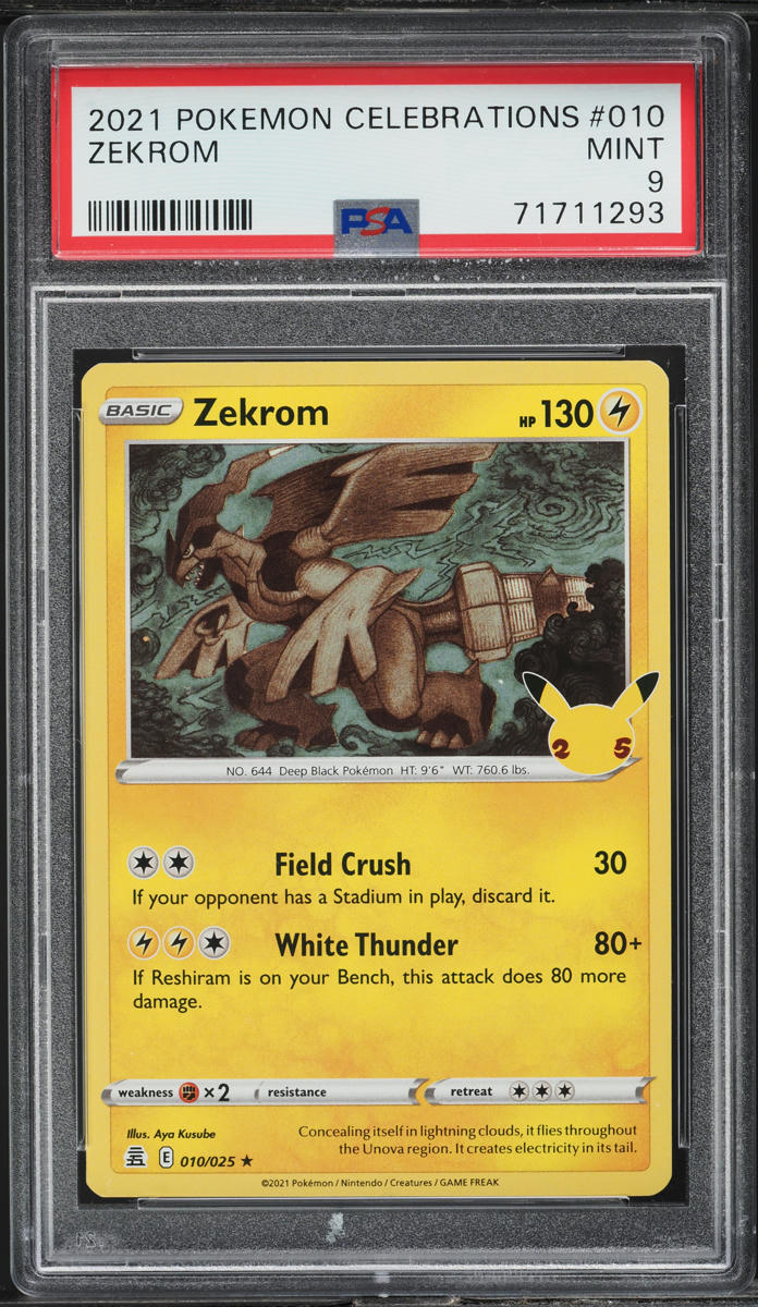 2021 POKEMON SWORD & SHIELD CELEBRATIONS ZEKROM #010 PSA 9 MINT