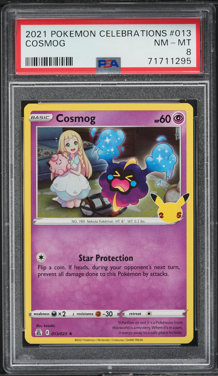 2021 POKEMON SWORD & SHIELD CELEBRATIONS COSMOG #13 PSA 8 NM-MT