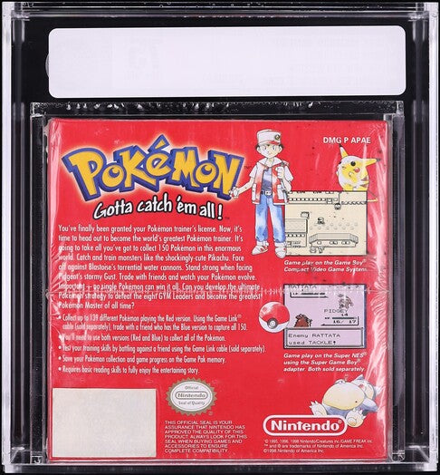 1998 POKEMON RED VERSION BLACK ESRB RATTATA NINTENDO GAME BOY GB VGA 75 SEALED
