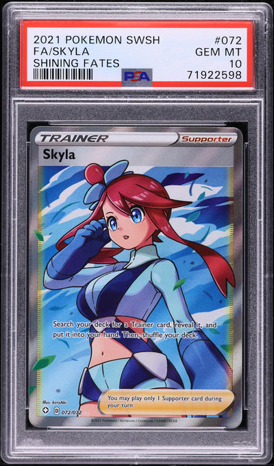 2021 POKEMON SWORD & SHIELD SHINING FATES FULL ART SKYLA #72 PSA 10 GEM MINT