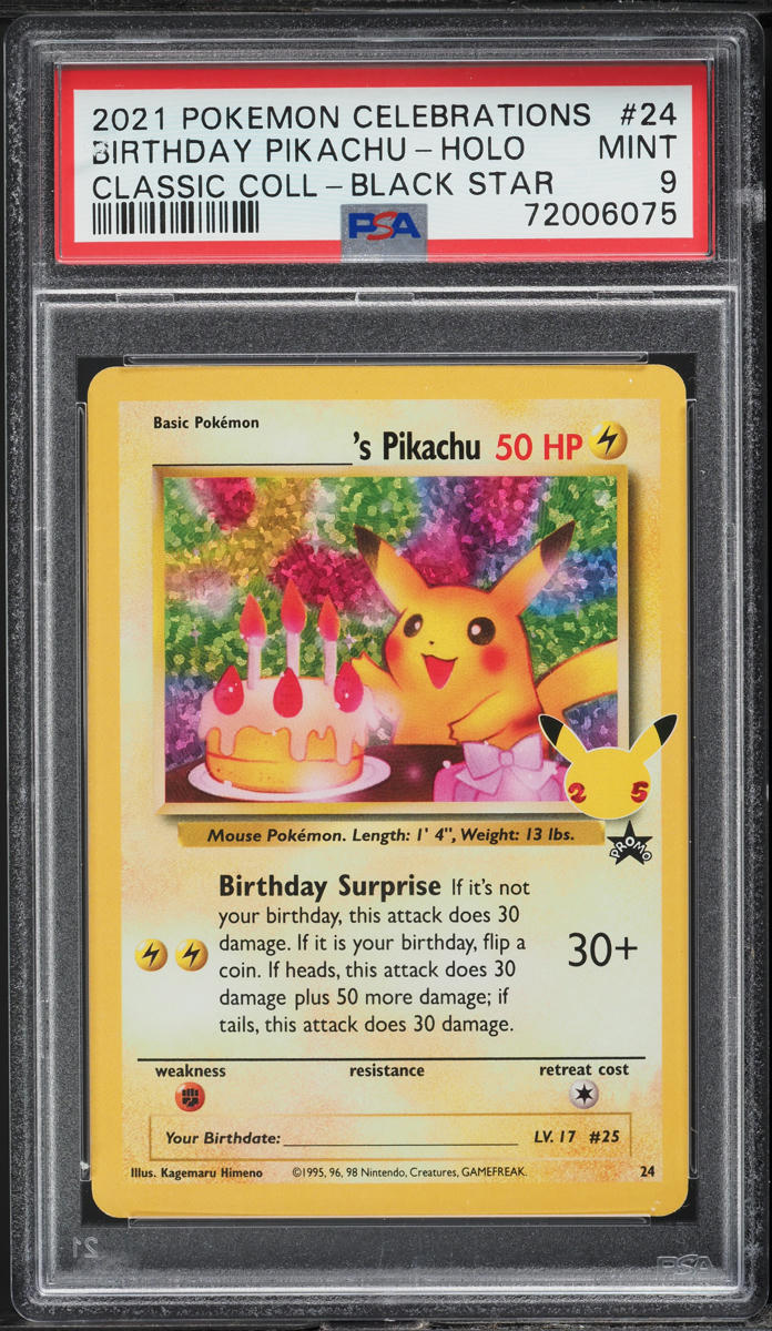 2021 POKEMON SWSH PROMO CELEBRATIONS CLASSIC HOLO BIRTHDAY PIKACHU #24 PSA 9 MINT