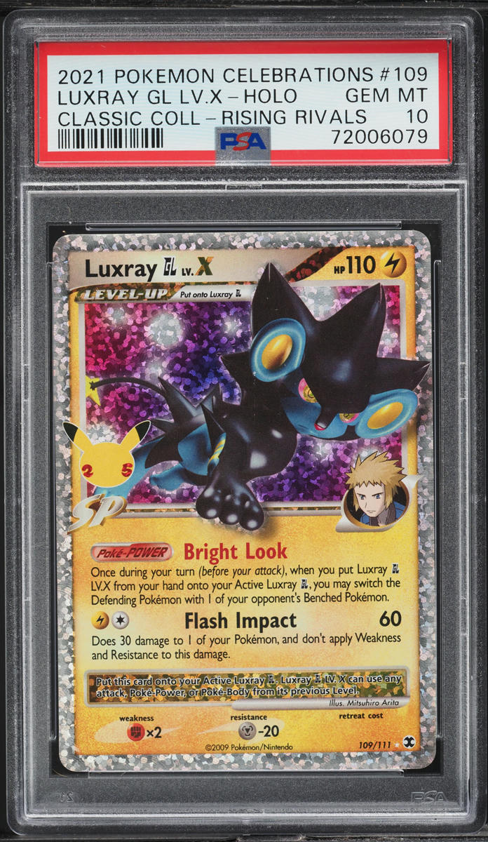 2021 POKEMON SWSH CELEBRATION CLASSIC HOLO LUXRAY GL LV.X #109 PSA 10 GEM MINT