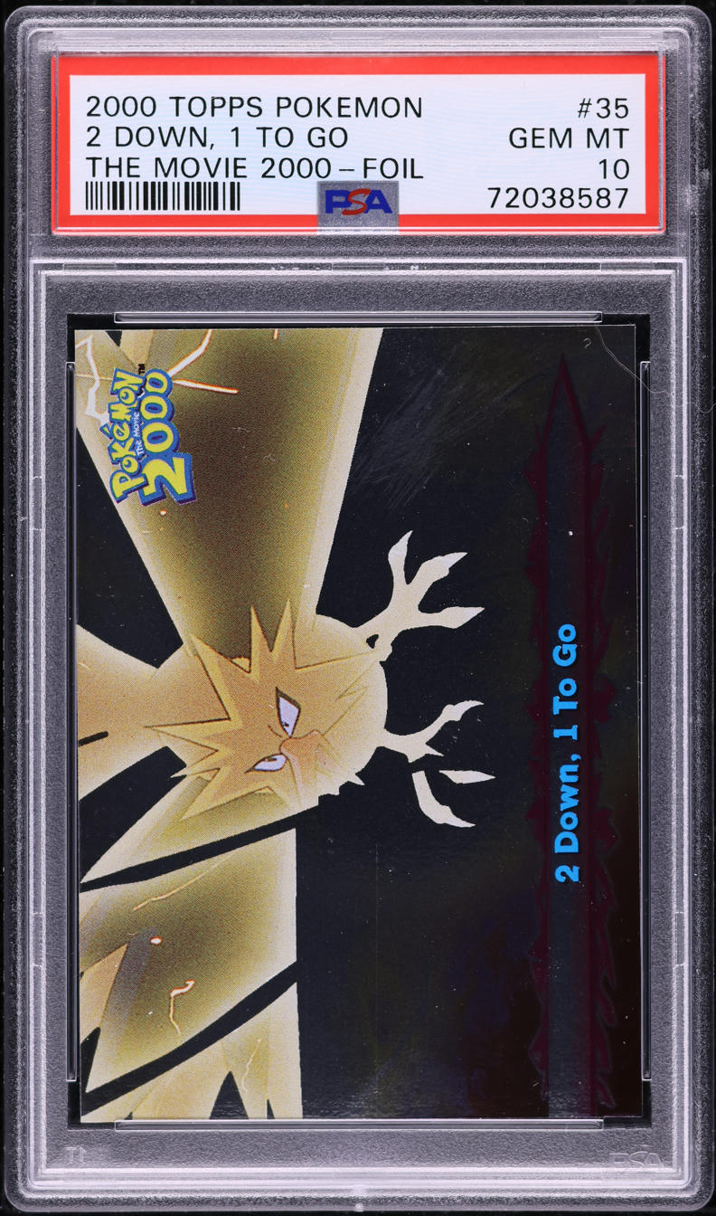 2000 TOPPS POKEMON THE MOVIE HOLO ZAPDOS 2 DOWN 1 TO GO #35 PSA 10