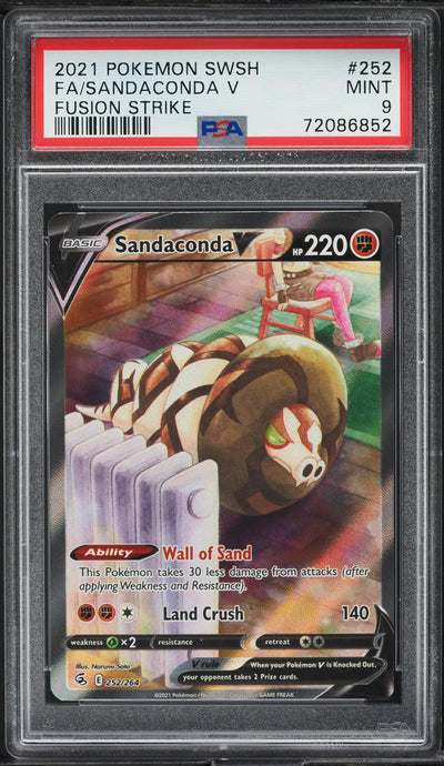 2021 POKEMON SWORD & SHIELD FUSION STRIKE ALT ART SANDACONDA V #252 PSA 9 MINT