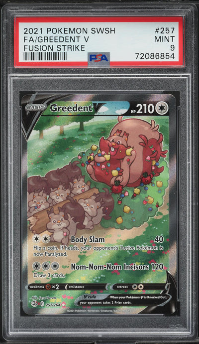 2021 POKEMON SWORD & SHIELD FUSION STRIKE ALT ART GREEDENT V #257 PSA 9 MINT