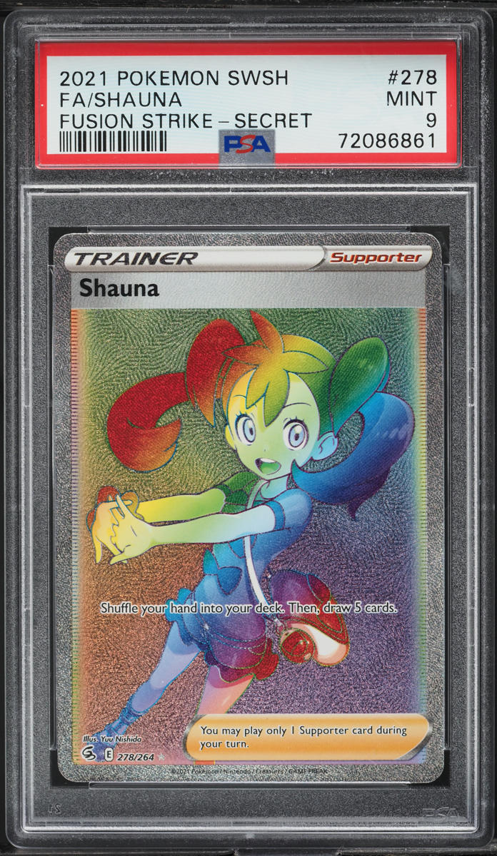 2021 POKEMON SWORD & SHIELD FUSION STRIKE HYPER RARE SHAUNA #278 PSA 9 MINT