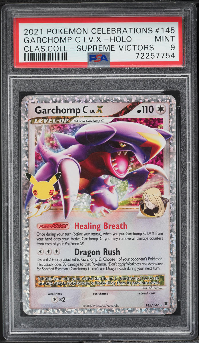 2021 POKEMON SWSH CELEBRATIONS CLASSIC HOLO GARCHOMP C LV.X #145 PSA 9 MINT