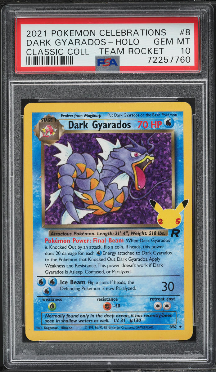 2021 POKEMON SWSH CELEBRATIONS CLASSIC COLLECTION HOLO DARK GYARADOS #8 PSA 10 GEM MINT