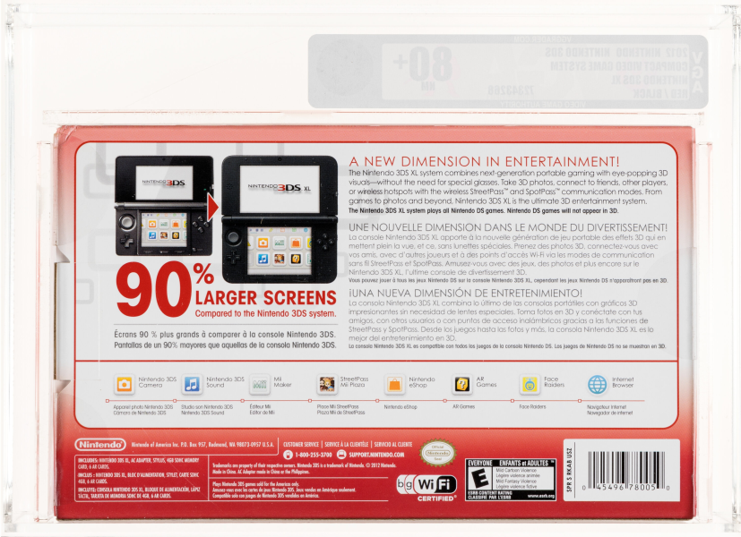 2012 NINTENDO 3DS XL RED BLACK CONSOLE VGA 80+ SEALED