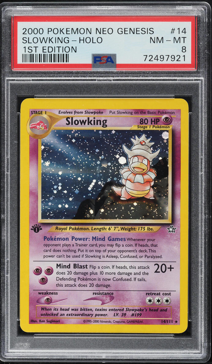 2000 POKEMON NEO GENESIS 1ST EDITION HOLO SLOWKING #14 PSA 8 NM-MT