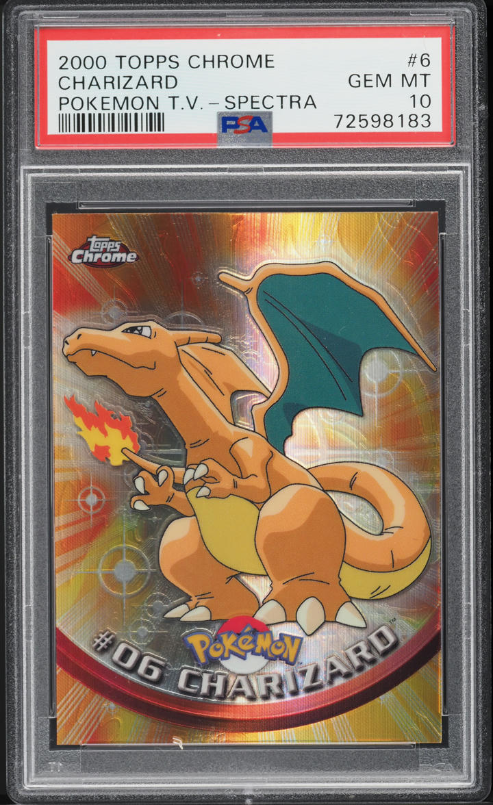 2000 TOPPS CHROME POKEMON SERIES 1 SPECTRA CHARIZARD #6 PSA 10 GEM MIN ...