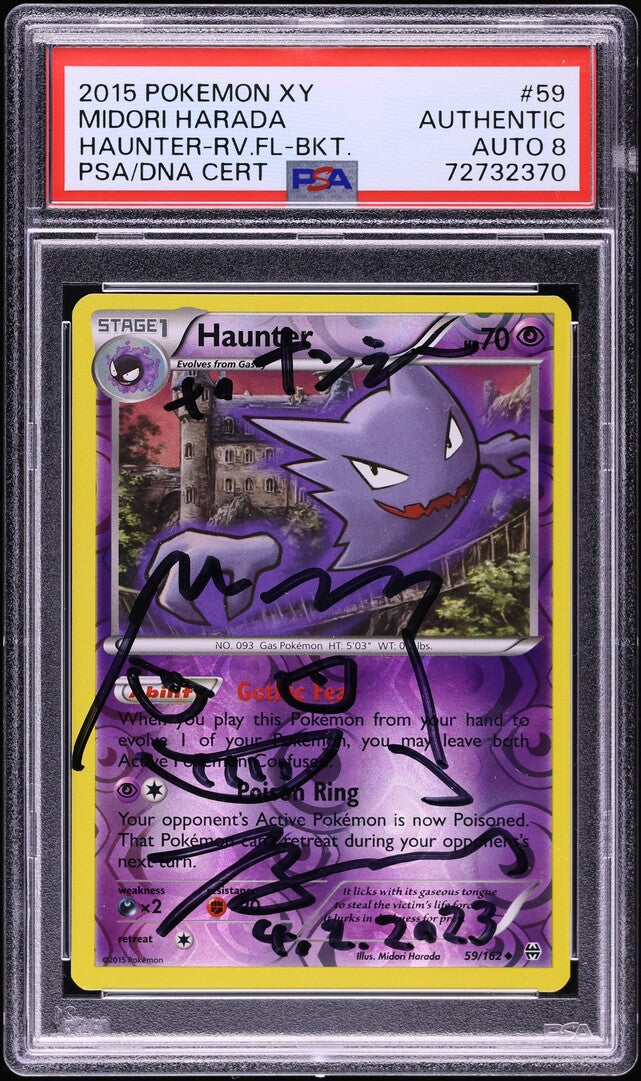 2015 POKEMON XY BREAKTHROUGH REVERSE HOLO HAUNTER GENGAR #59 HARADA AUTO 8 PSA AUTHENTIC