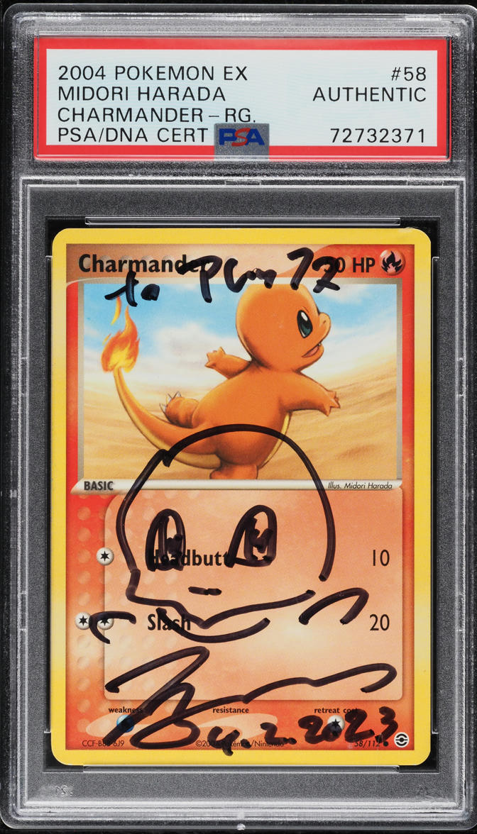 2004 POKEMON EX FIRE RED LEAF GREEN CHARMANDER #58 HARADA AUTO PSA AUTH