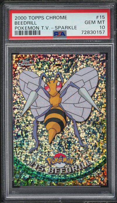 2000 TOPPS CHROME POKEMON SERIES 1 SPARKLE BEEDRILL #15 PSA 10 GEM MINT