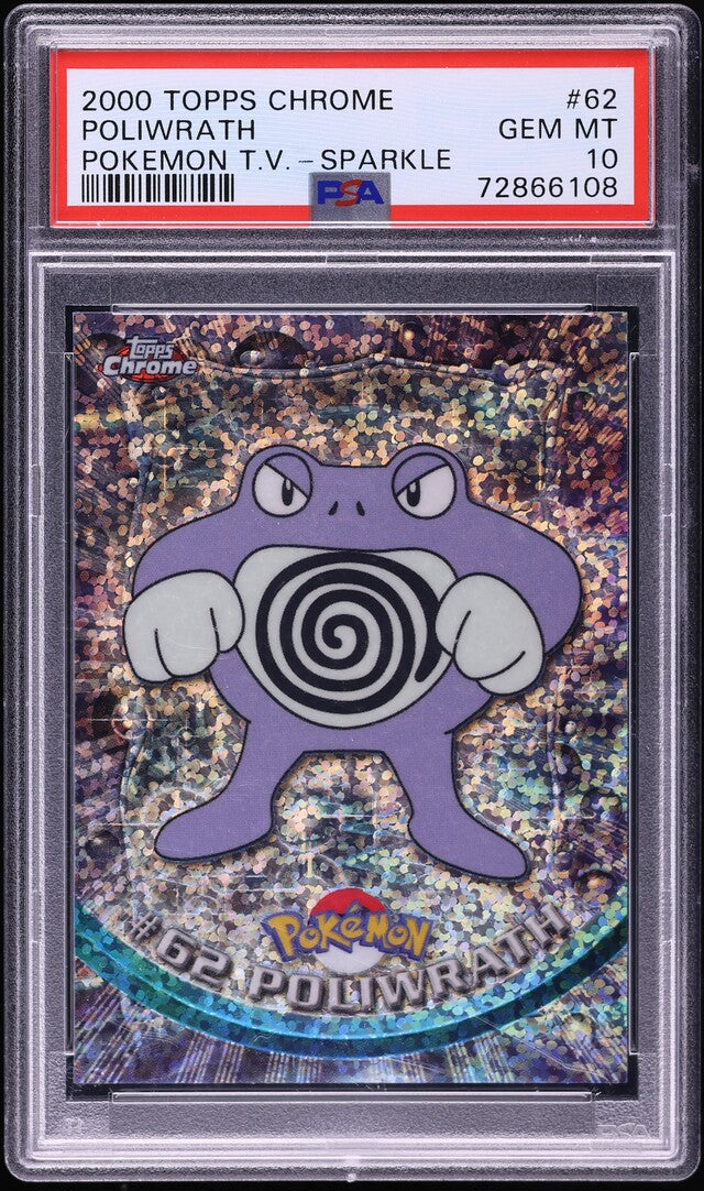 2000 TOPPS CHROME POKEMON SERIES 1 SPARKLE POLIWRATH #62 PSA 10 GEM MINT