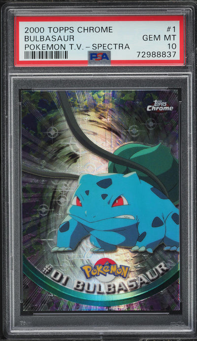 2000 TOPPS CHROME POKEMON SERIES 1 SPECTRA BULBASAUR #1 PSA 10 GEM MINT