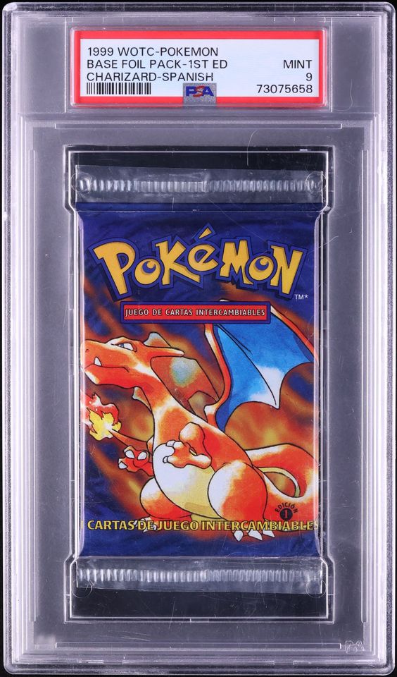 1999 POKEMON SPANISH BASE SET 1ST EDITION BOOSTER PACK CHARIZARD ART PSA 9 MINT