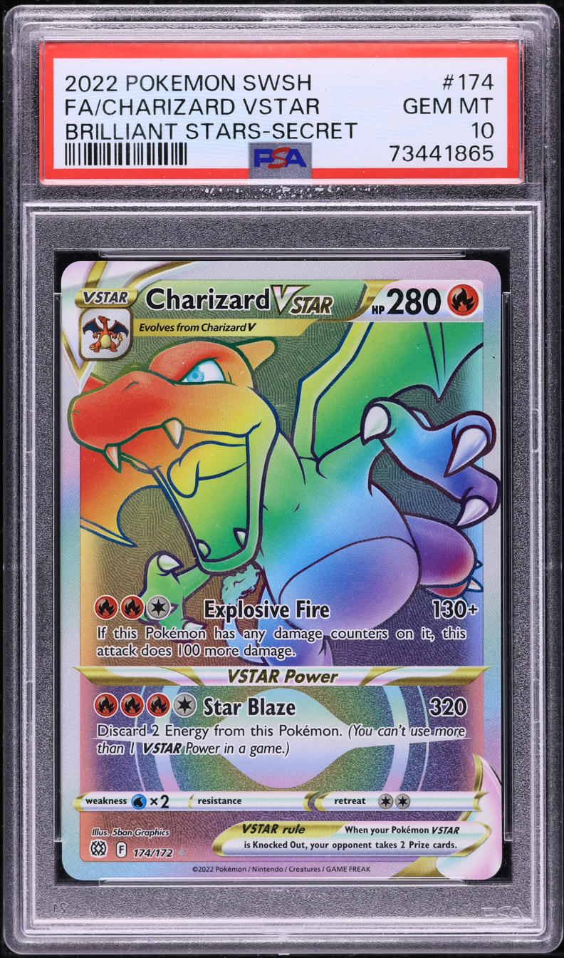 2022 POKEMON SWSH BRILLIANT STARS HYPER RARE CHARIZARD VSTAR #174 PSA 10 GEM MINT
