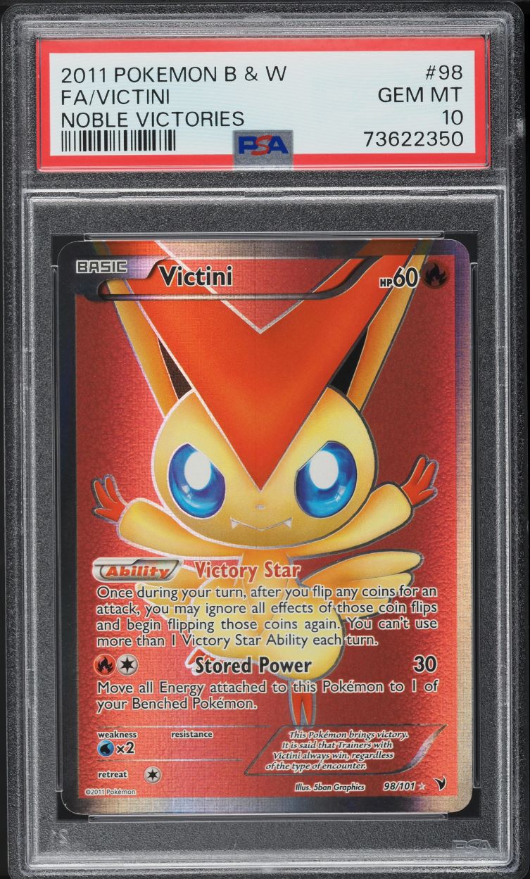 2011 POKEMON BLACK & WHITE NOBLE VICTORIES FULL ART VICTINI #98 PSA 10 GEM MINT