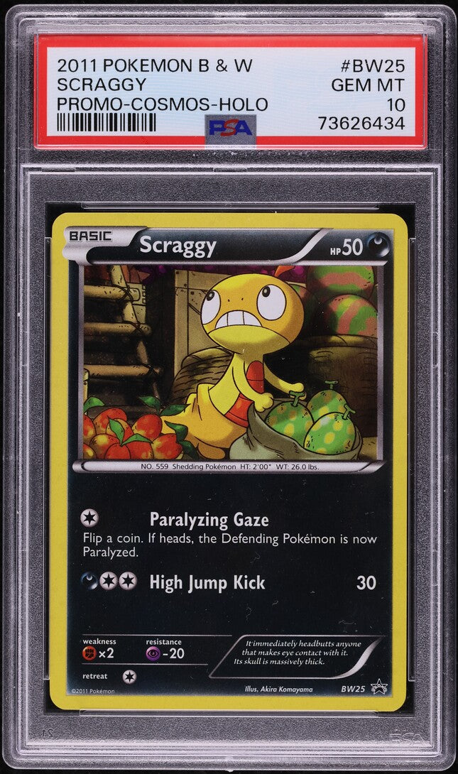 2011 POKEMON BLACK & WHITE PROMO COSMOS HOLO SCRAGGY #BW25 PSA 10 GEM MINT