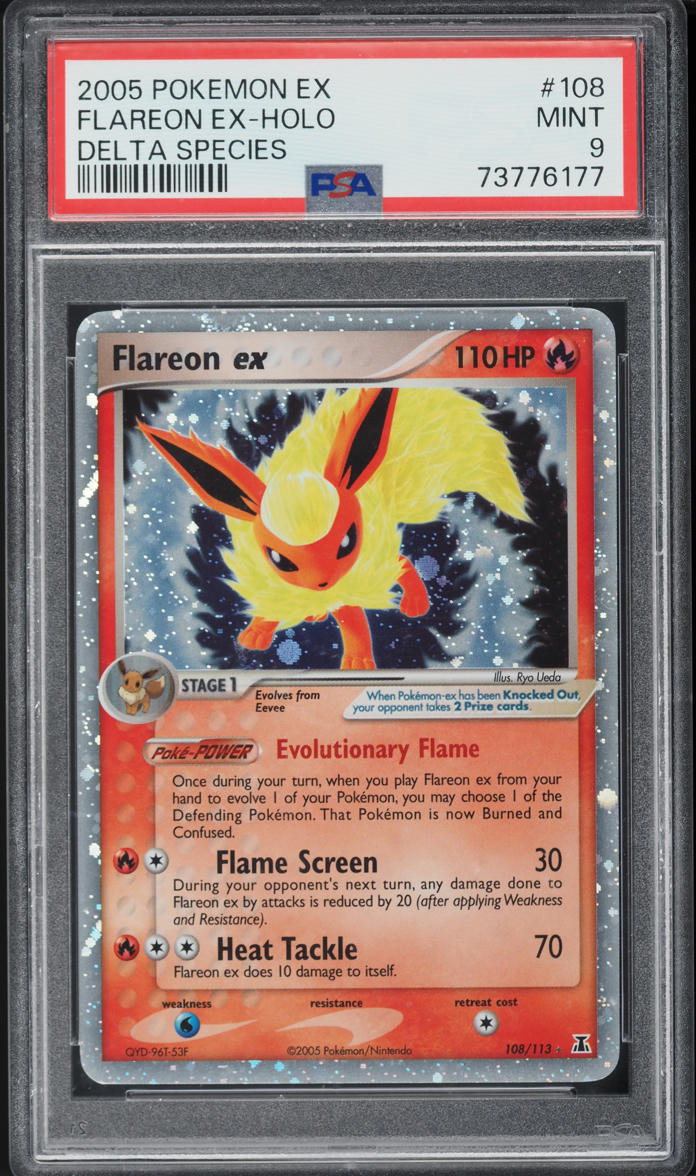 2005 POKEMON EX DELTA SPECIES HOLO FLAREON EX #108 PSA 9 MINT