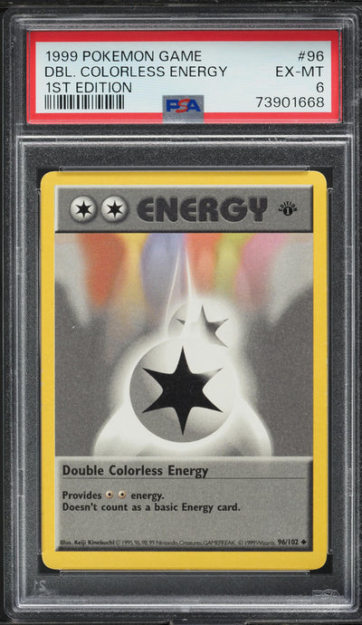 1999 POKEMON BASE SET SHADOWLESS 1ST EDITION DOUBLE COLORLESS ENERGY #96 PSA 6 EXMT