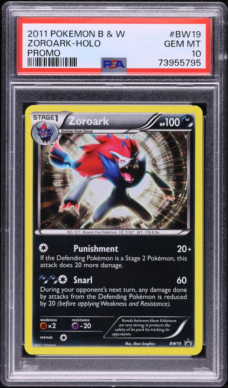 2011 POKEMON BLACK & WHITE PROMO HOLO ZOROARK #BW19 PSA 10 GEM MINT *POP 15*