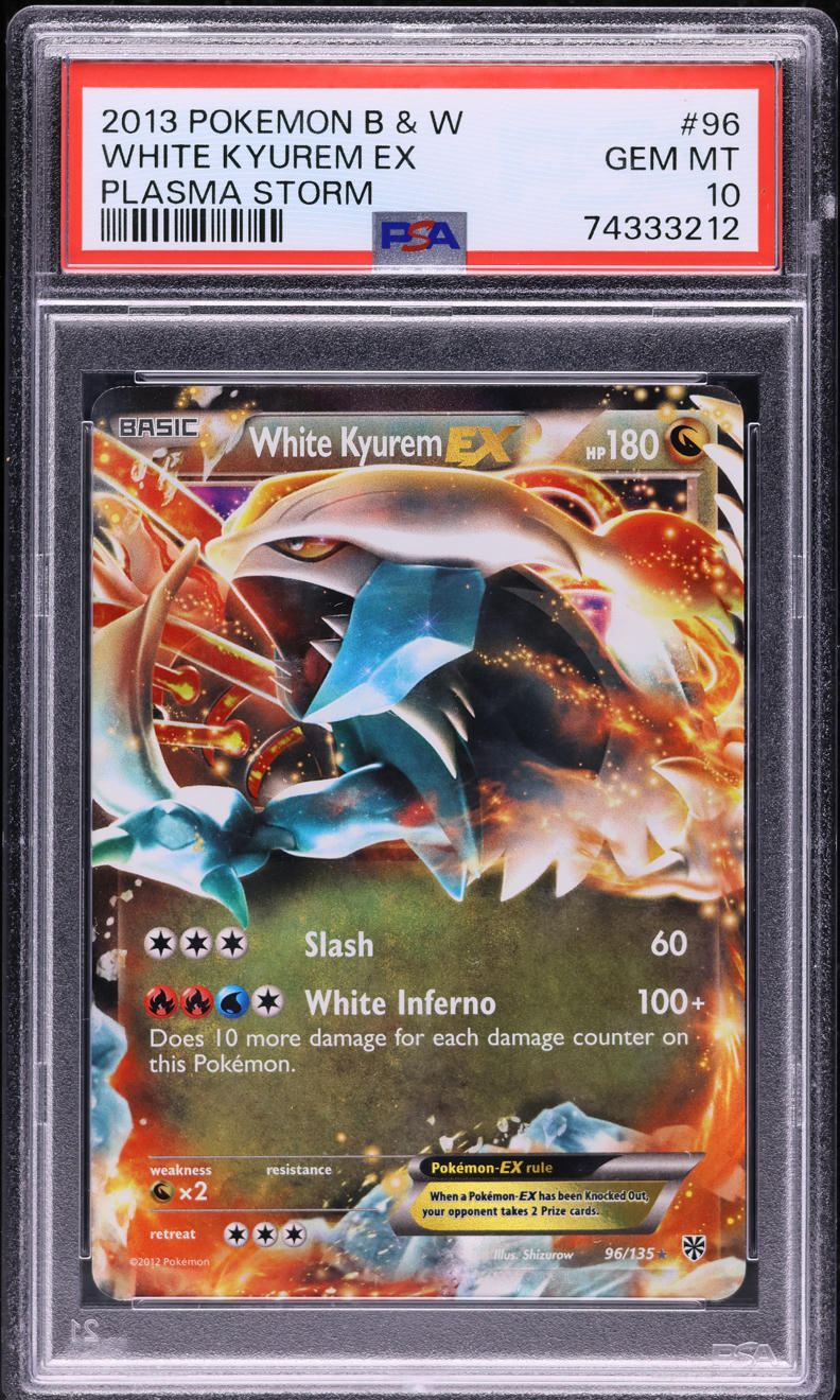 2013 POKEMON BLACK & WHITE PLASMA STORM WHITE KYUREM EX #96 PSA 10 GEM MINT
