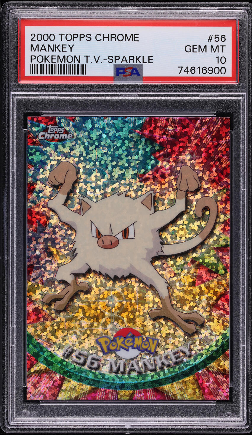 2000 TOPPS CHROME POKEMON SERIES 1 SPARKLE MANKEY #56 PSA 10 GEM MINT