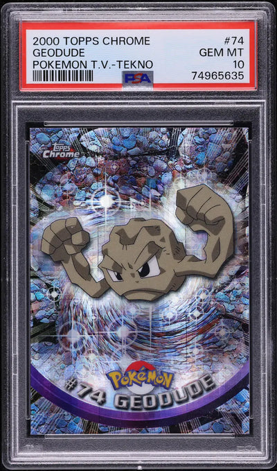 2000 TOPPS CHROME POKEMON TV TEKNO GEODUDE #74 PSA 10 GEM MINT