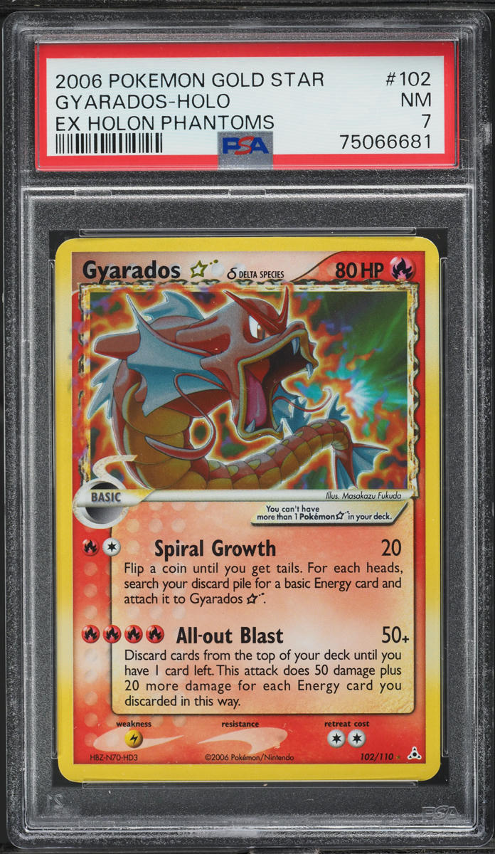 2006 POKEMON EX HOLON PHANTOMS HOLO GYARADOS GOLD STAR #102 PSA 7