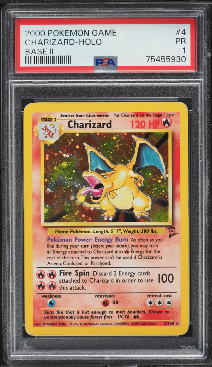 2000 POKEMON BASE SET 2 HOLO CHARIZARD #4 PSA 1 PR