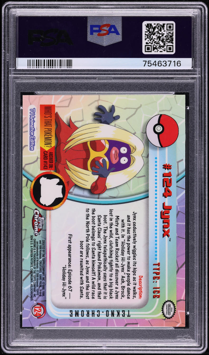 2000 POKEMON TOPPS CHROME SERIES 2 TEKNO JYNX #124 PSA 10 GEM MINT