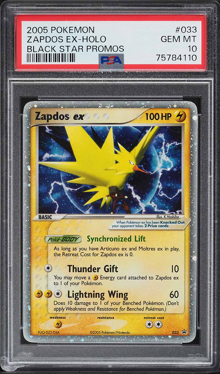 2005 POKEMON BLACK STAR PROMO HOLO ZAPDOS EX #33 PSA 10 GEM MINT