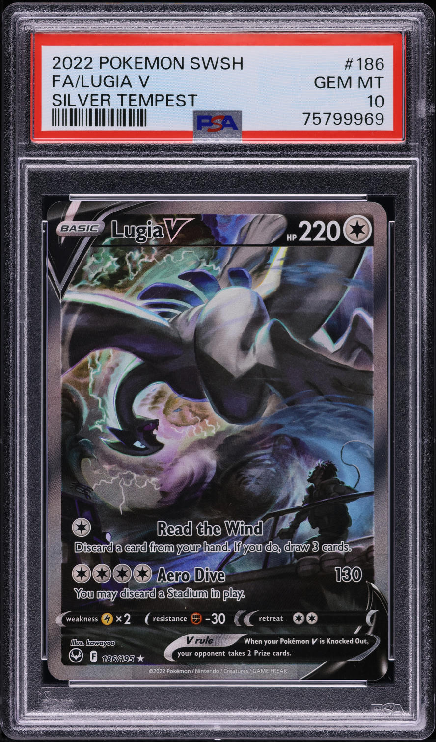 2022 POKEMON SWORD & SHIELD SILVER TEMPEST ALT ART LUGIA V #186 PSA 10 GEM MINT