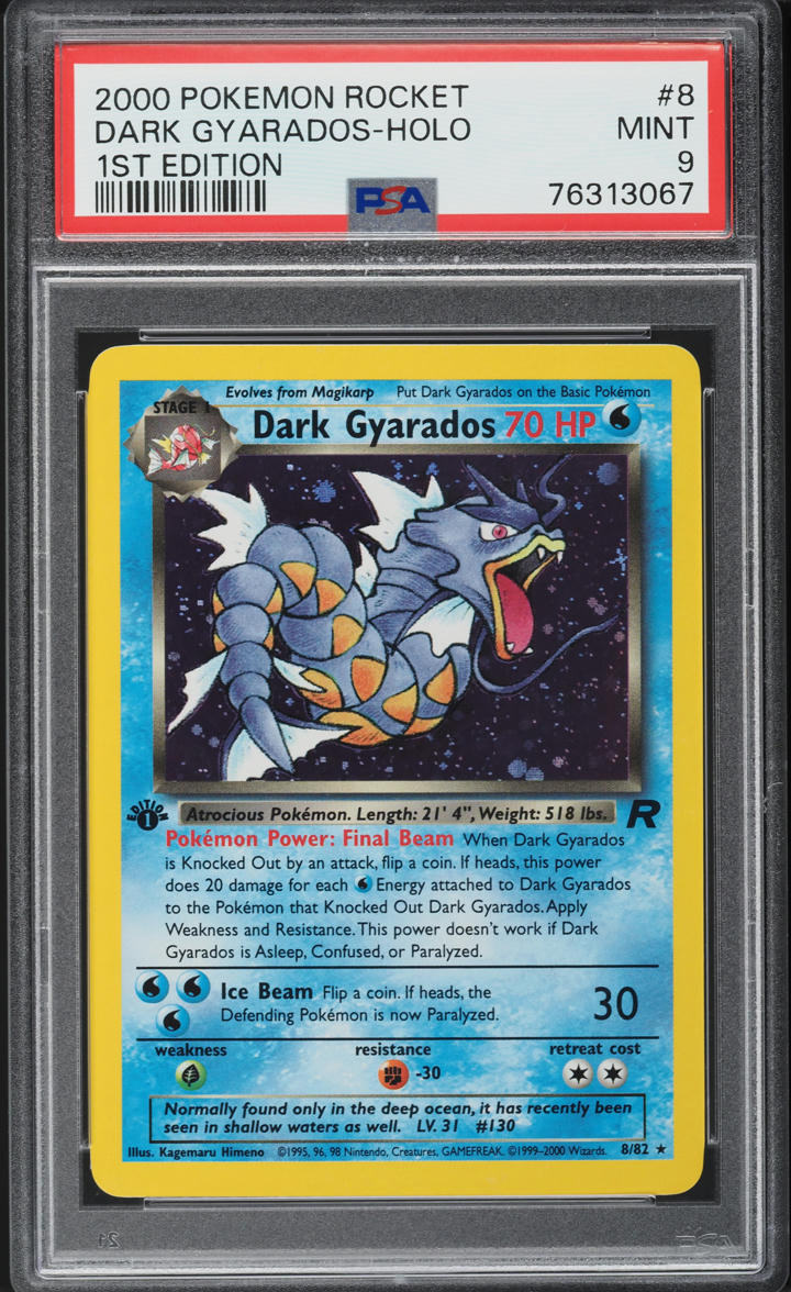 2000 POKEMON TEAM ROCKET 1ST EDITION HOLO DARK GYARADOS #8 PSA 9