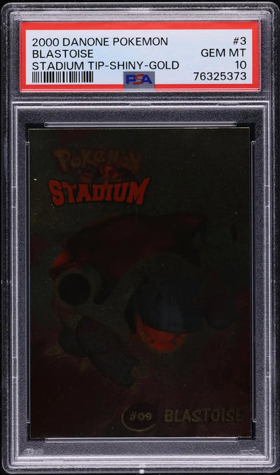 2000 DANONE POKEMON STADIUM TIP SHINY GOLD BLASTOISE #3 PSA 10 GEM MINT