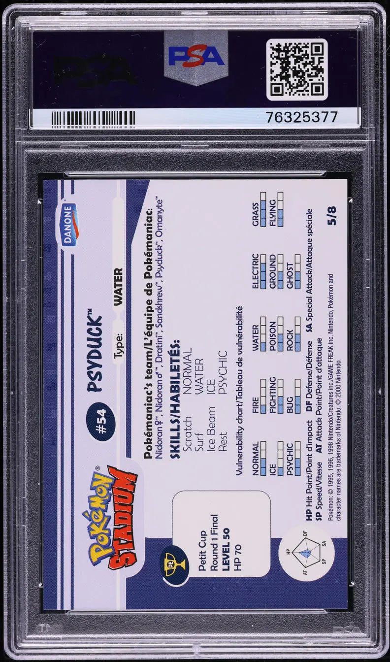 2000 DANONE POKEMON STADIUM TIP SHINY GOLD PSYDUCK #5 PSA 10 GEM MINT