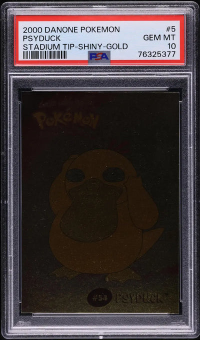 2000 DANONE POKEMON STADIUM TIP SHINY GOLD PSYDUCK #5 PSA 10 GEM MINT