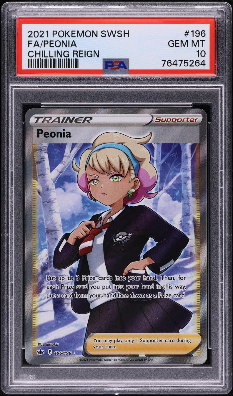 2021 POKEMON SWORD & SHIELD CHILLING REIGN FULL ART PEONIA #196 PSA 10 GEM MINT