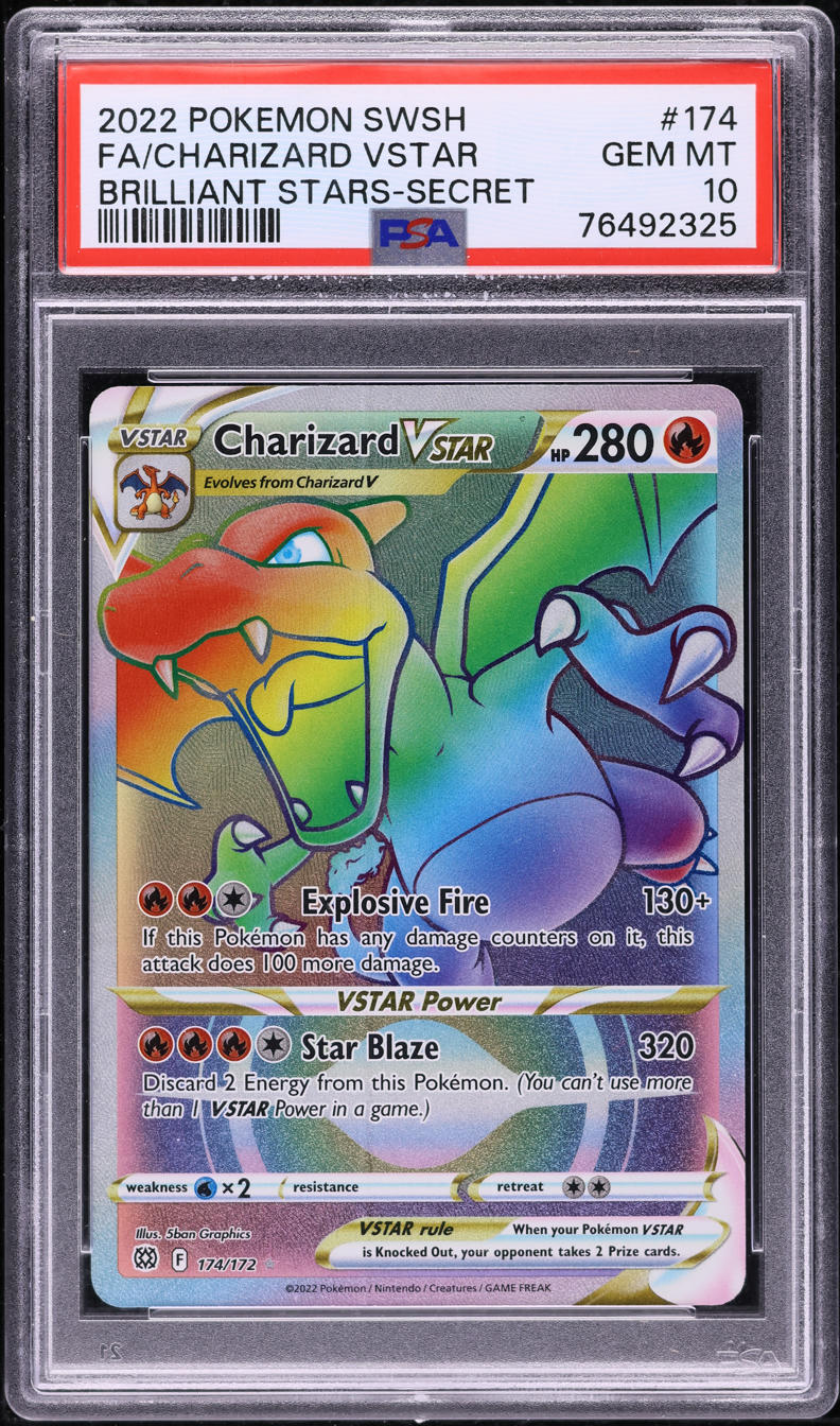 2022 POKEMON SWSH BRILLIANT STARS HYPER RARE CHARIZARD VSTAR #174 PSA 10 GEM MINT
