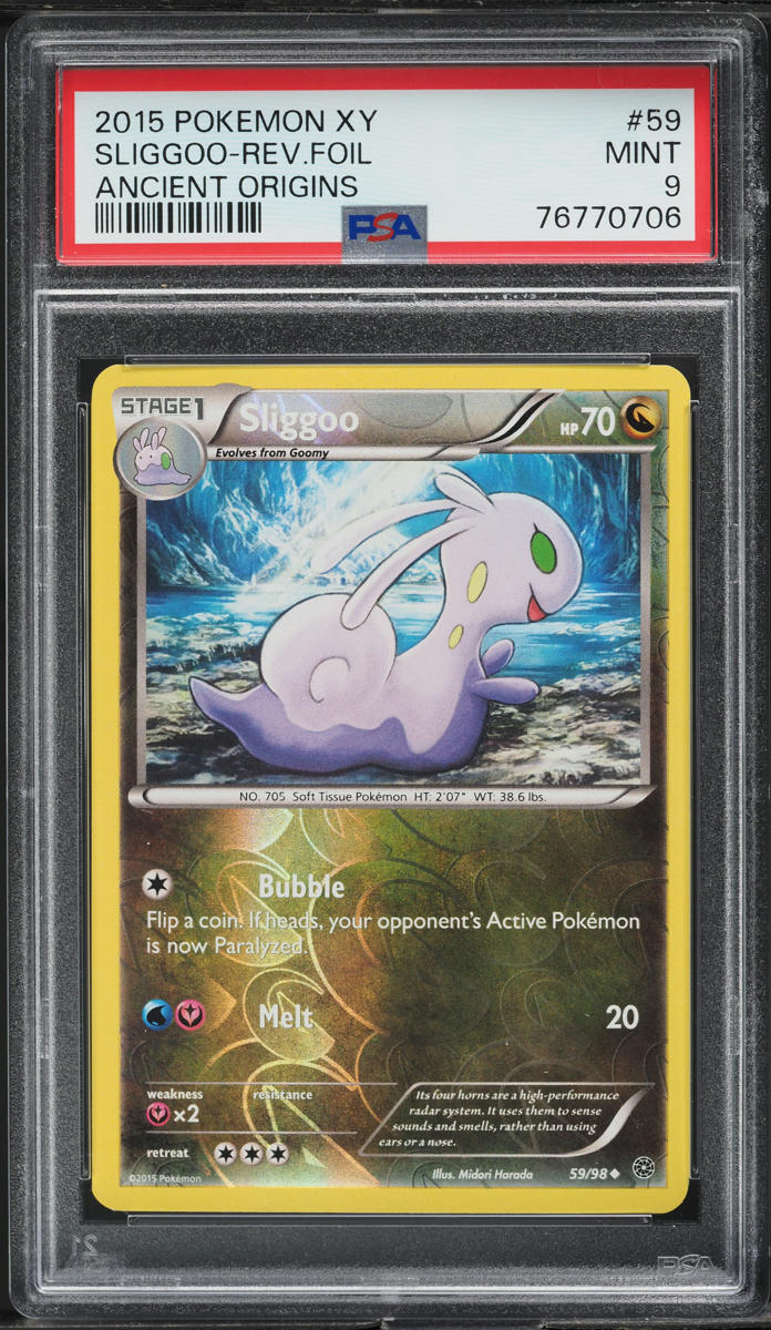 2015 POKEMON XY ANCIENT ORIGINS REVERSE HOLO SLIGGOO #59 PSA 9 MINT