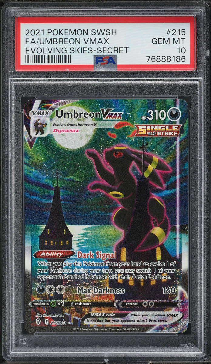 2021 POKEMON SWSH EVOLVING SKIES ALT ART UMBREON VMAX #215 PSA 10 GEM MINT