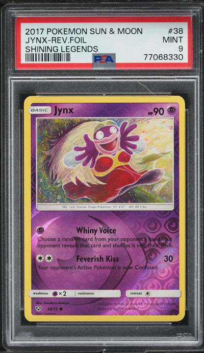 2017 POKEMON SUN & MOON SHINING LEGENDS REVERSE HOLO JYNX #38 PSA 9 MINT